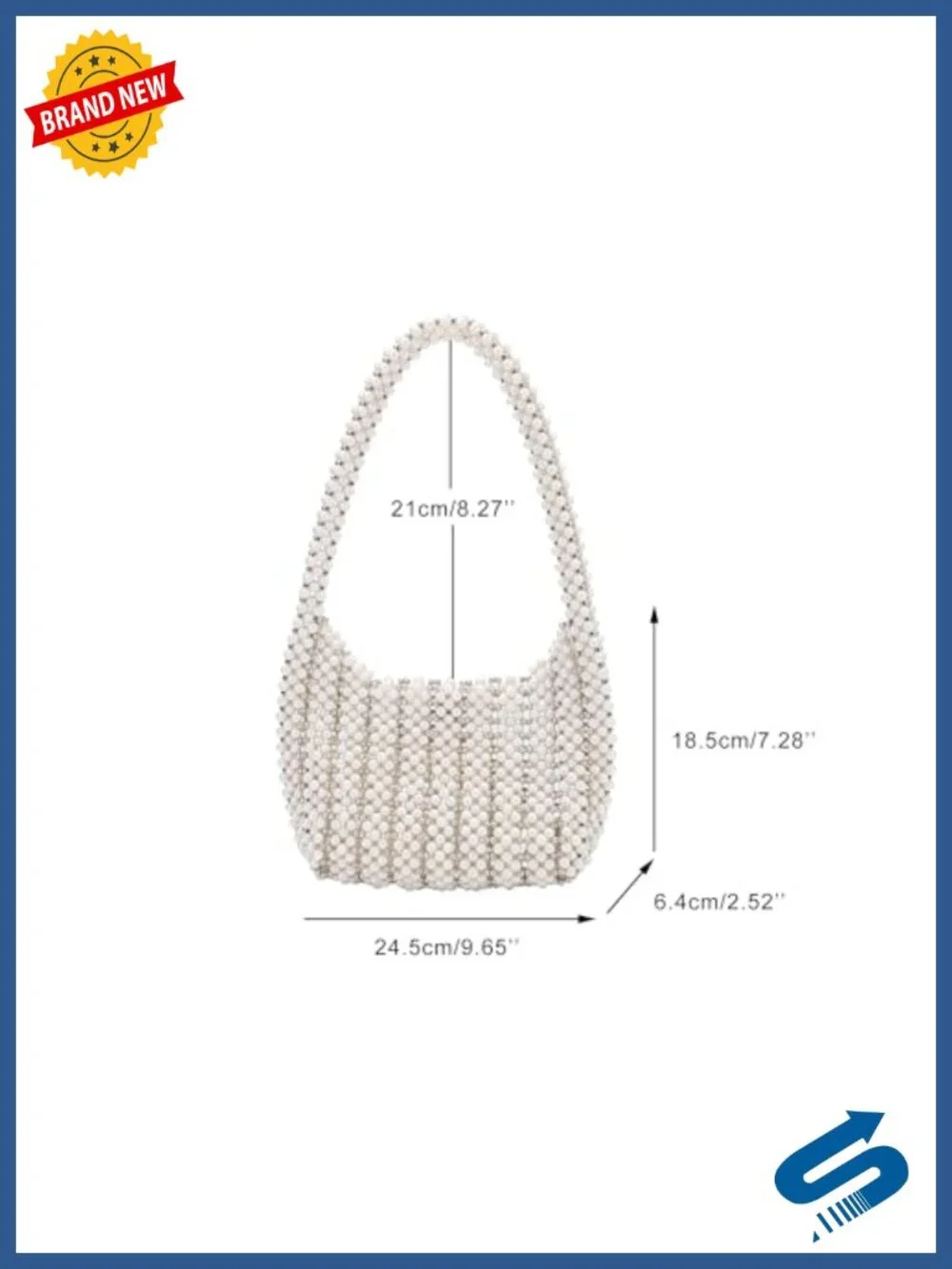 Artificial Pearl Beaded Underarm Hobo Tote with Magnetic Closure for Evening